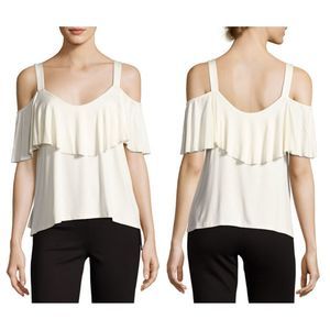 Ella Moss cold shoulder ruffle knit top